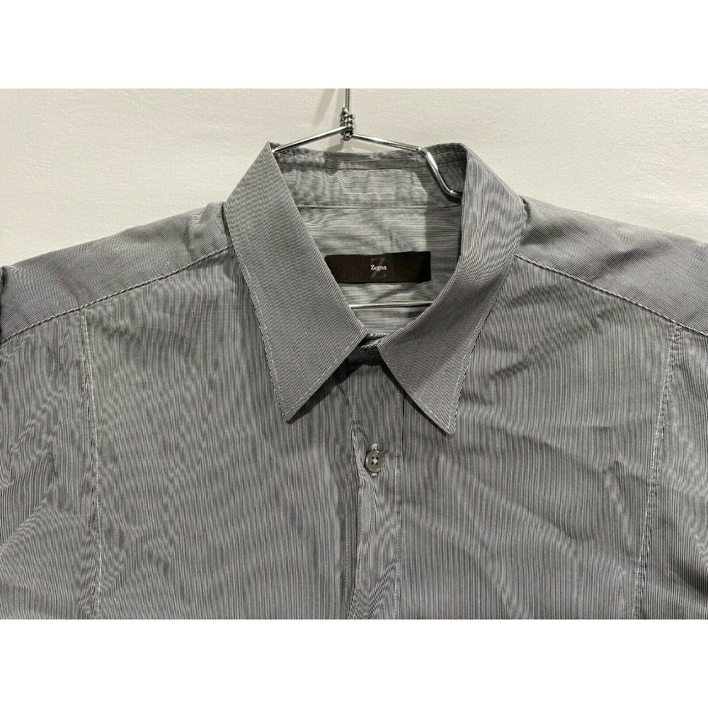 Z zegna City button‎ down shirt cotton striped sz42